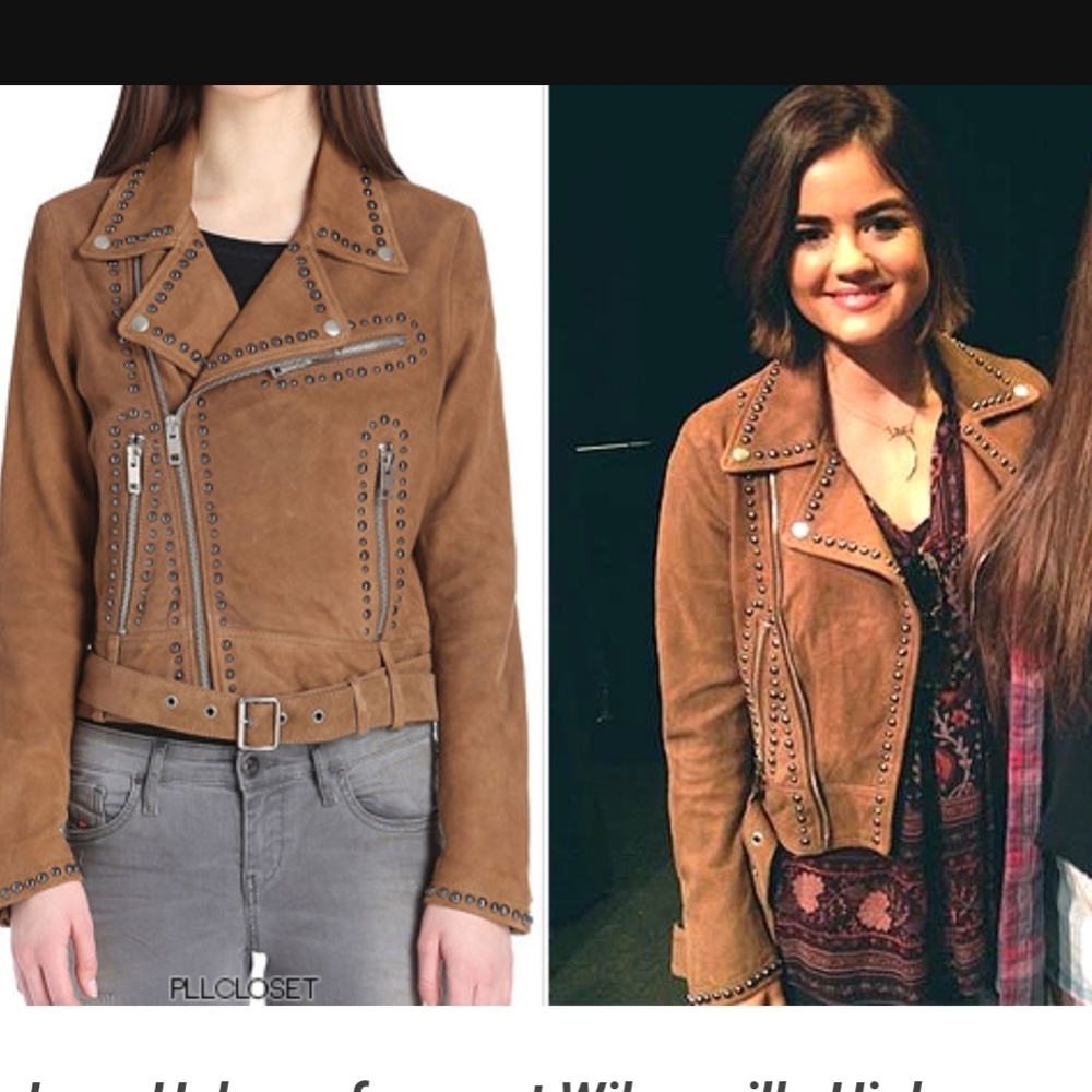 Diesel L-SIMONY Brown Studded Leather Jacket